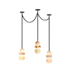 Bild in Gallery-Viewer laden, Black Metal Alabaster Chain Swag Chandelier
