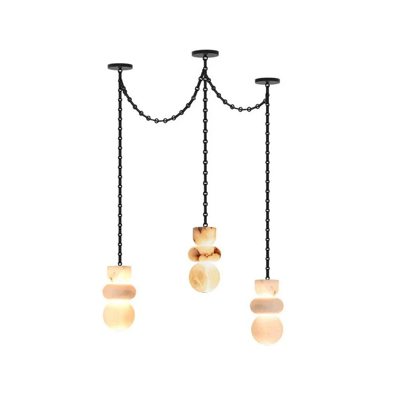 Black Metal Alabaster Chain Swag Chandelier