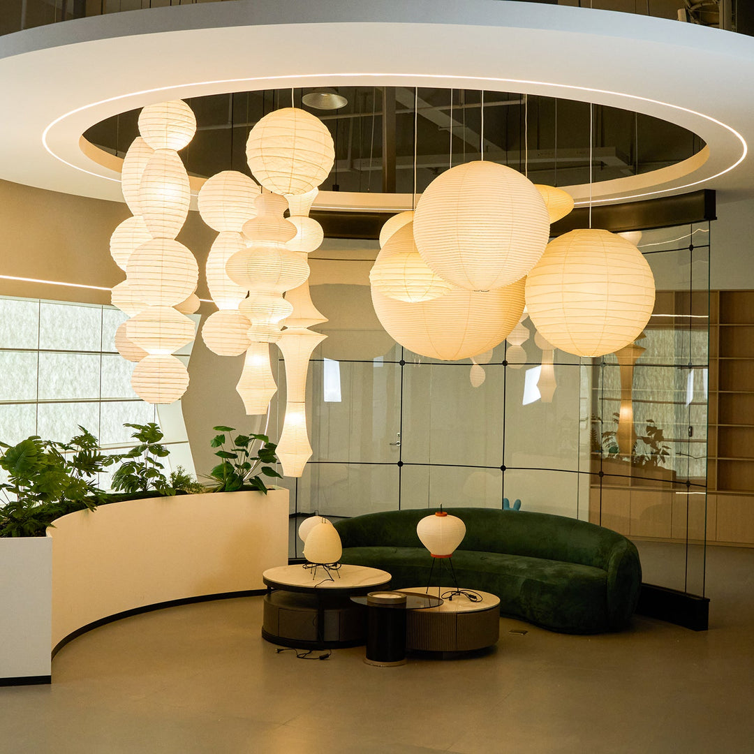 Stacked Ribbed Paper Swag Pendant Light