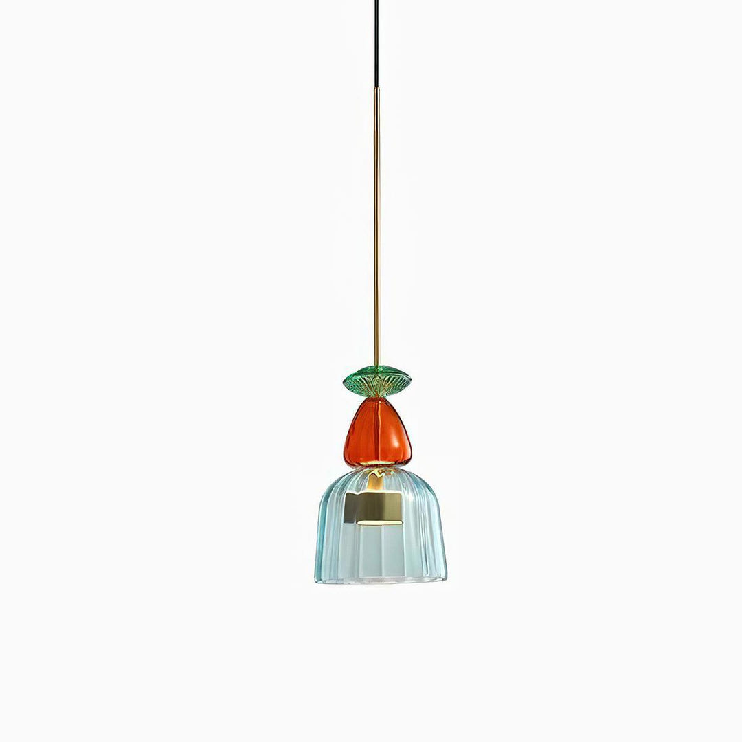 Suspension en verre soufflé à la main - Fer bonbon coloré, couleurs mélangées, pour l'intérieur