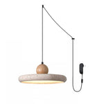 Load image into Gallery viewer, Travertine Wood Plug-In Pendant Light