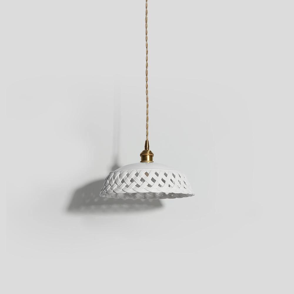 Woven Ceramic Brass Swag Pendant Light