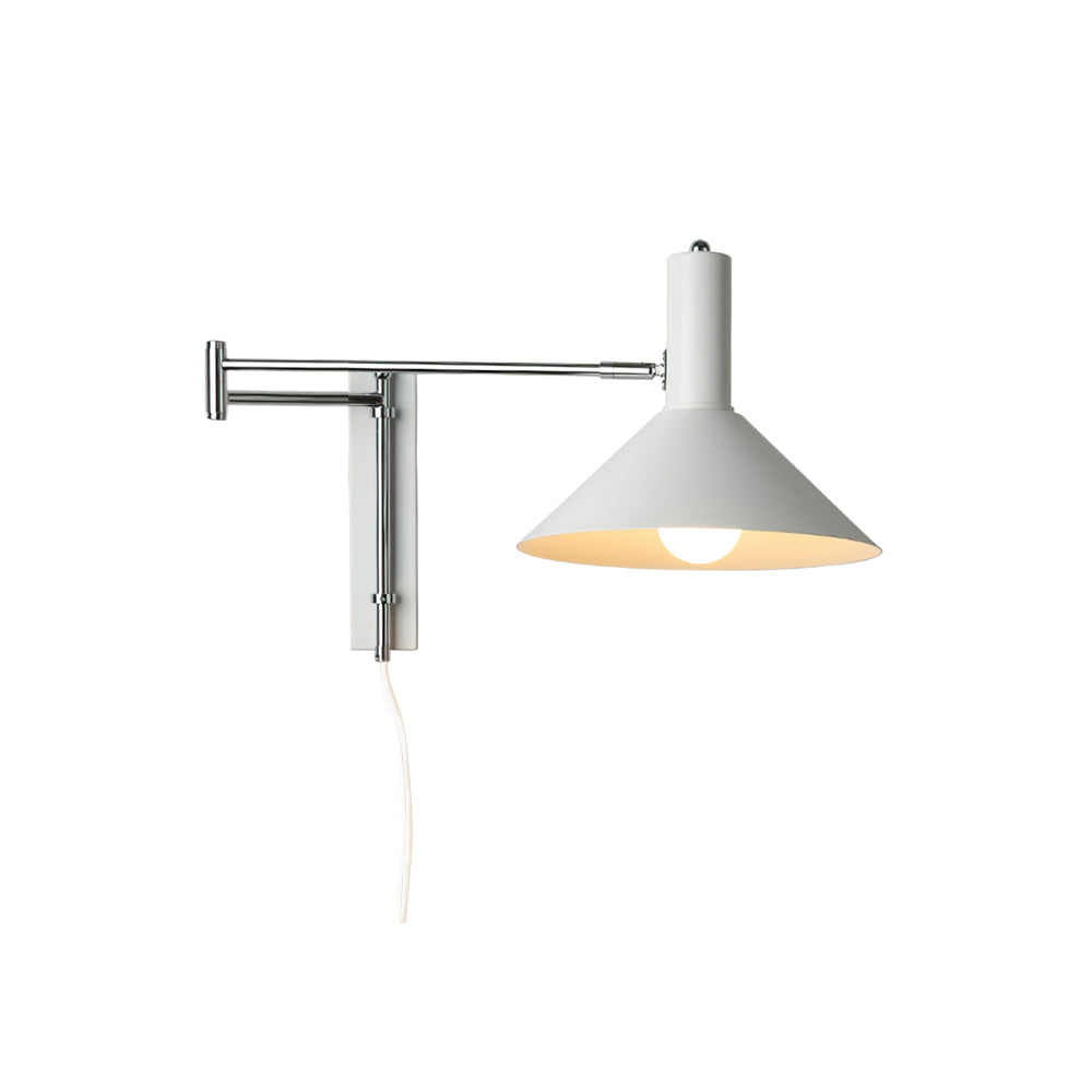Aplique de pared de metal blanco con brazo ajustable