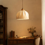 Bild in Gallery-Viewer laden, Vintage lace fabric pendant light over a console table
