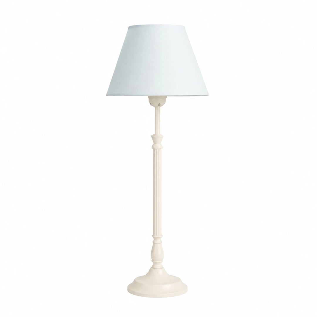 Light blue fabric shade French country metal table lamp