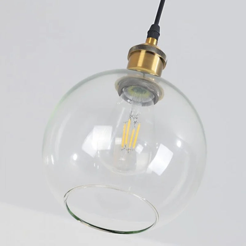 Suspension Globe en Verre Vintage Glavena - Luminaire Suspendu en Métal pour Salles à Manger