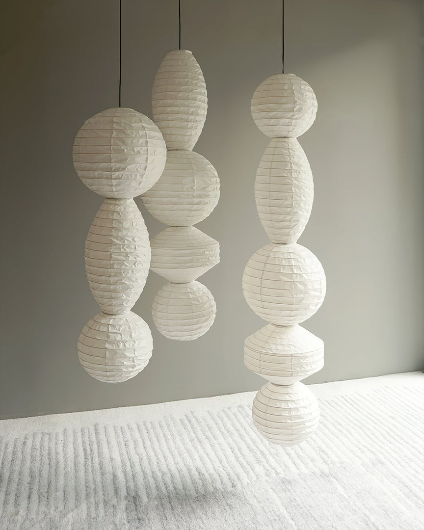 Stacked Ribbed Paper Swag Pendant Light