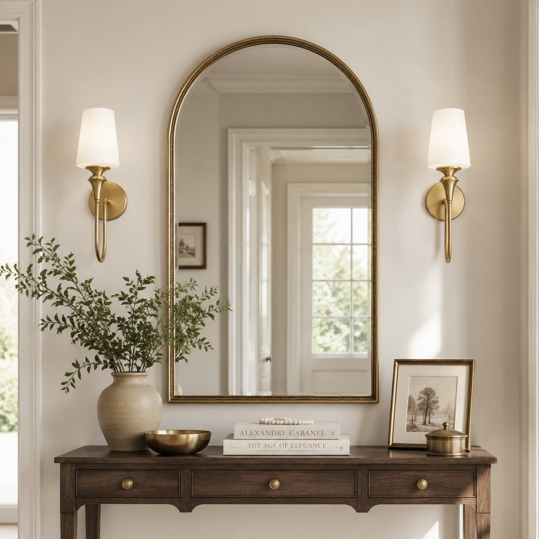 French Antique Brass Glass Wall Sconce