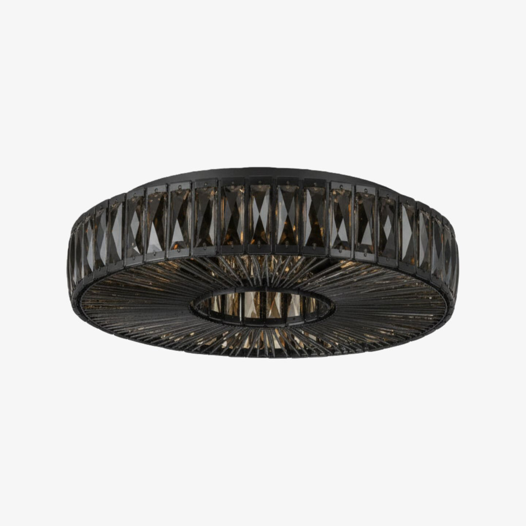 Glomar Glass Round Flush Ceiling Light - Modern Metal Glass Finish Living Areas