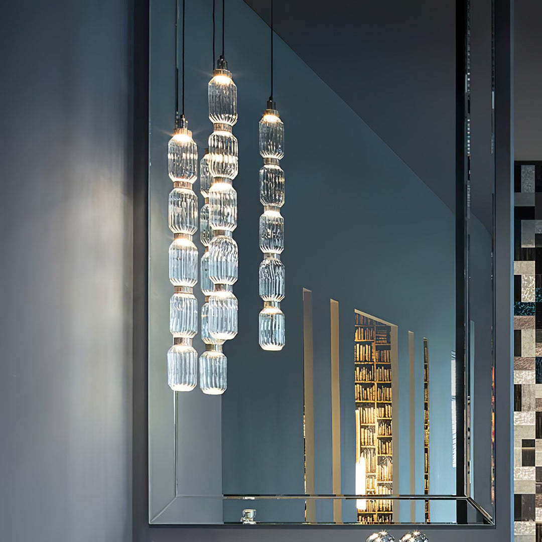 Suspension contemporaine - Fer, métal, verre, or, marron, résistante à l'humidité
