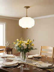 Eloise Scallop Vintage Milk Glass Semi-Flush Mount Pendant Light