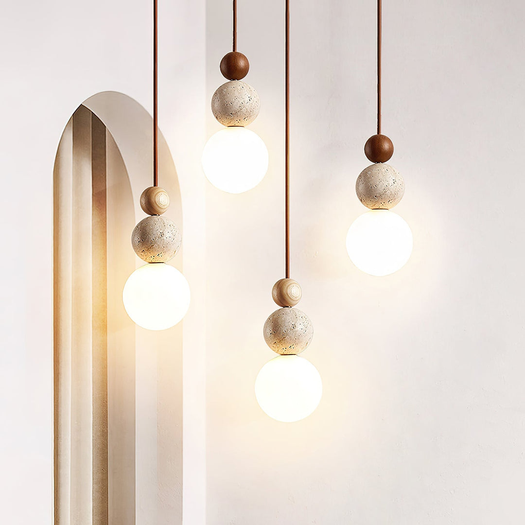 Modern Travertine Stone Globe Pendant Lamp M08
