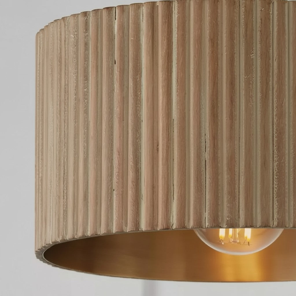 Flutera Fluted Drum Ceiling Light – Farmhouse Textured Flush Mount  Lighting for Living and Bedroom