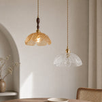Cargar imagen en el visor de la Galería, Amber walnut and clear brass pendants shown together