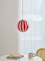 Bild in Gallery-Viewer laden, Red Striped Glass Globe Hardwired Pendant