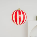 Bild in Gallery-Viewer laden, Red Striped Glass Globe Hardwired Pendant