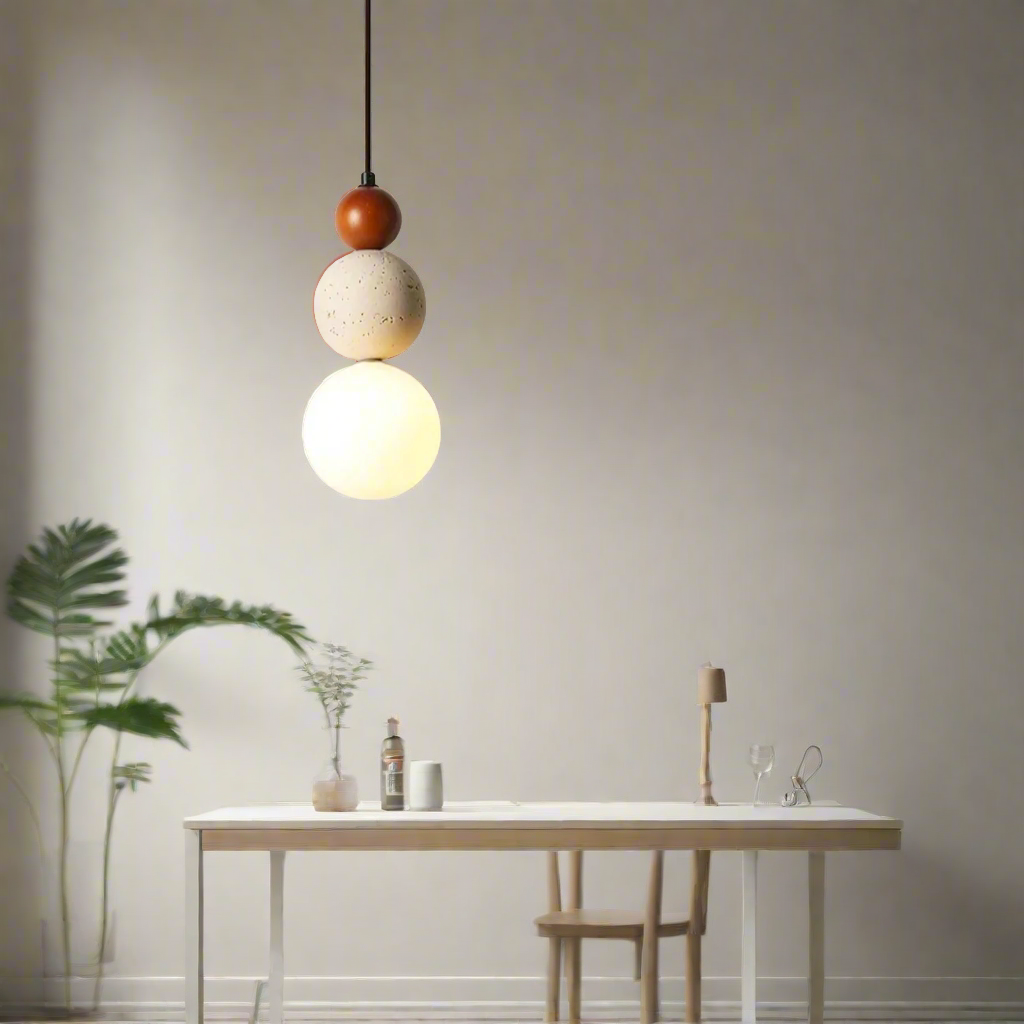Elegantes Leuchten Creme Stein Nachttisch Pendelleuchte