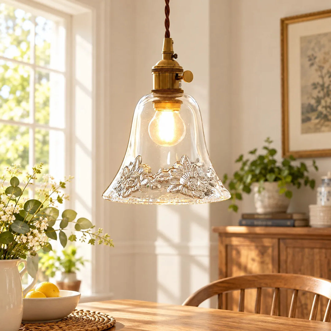 Glass Flower Vase Pendant Light