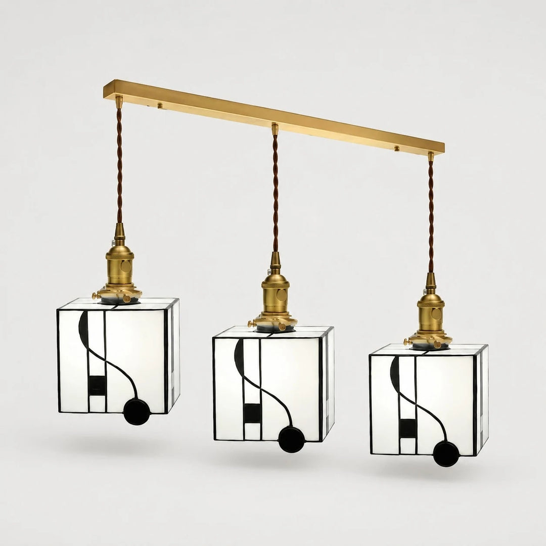 Triple cube shade linear pendant light