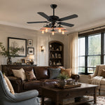 Cargar imagen en el visor de la Galería, Industrial Ceiling Fan Light with Wood or Iron Blades
