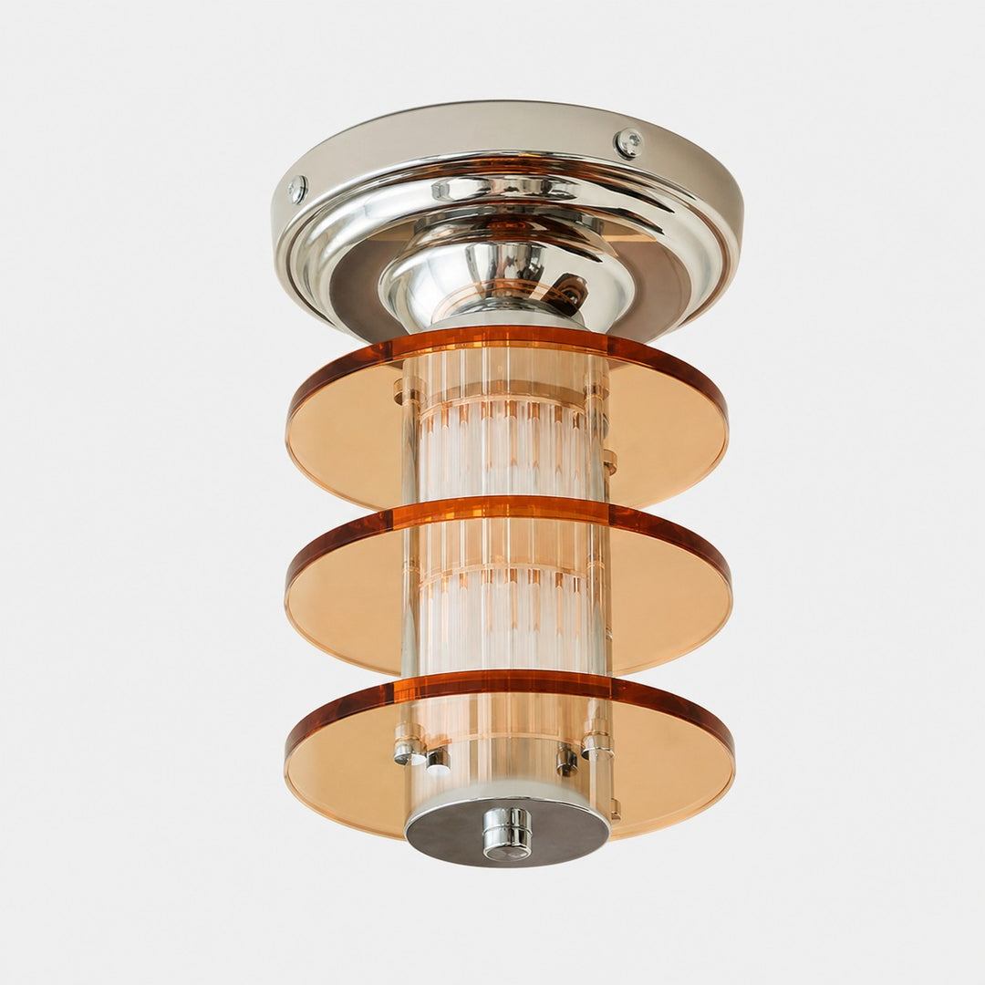 Round Amber acrylic Bauhaus ceiling lamp white background SKU image