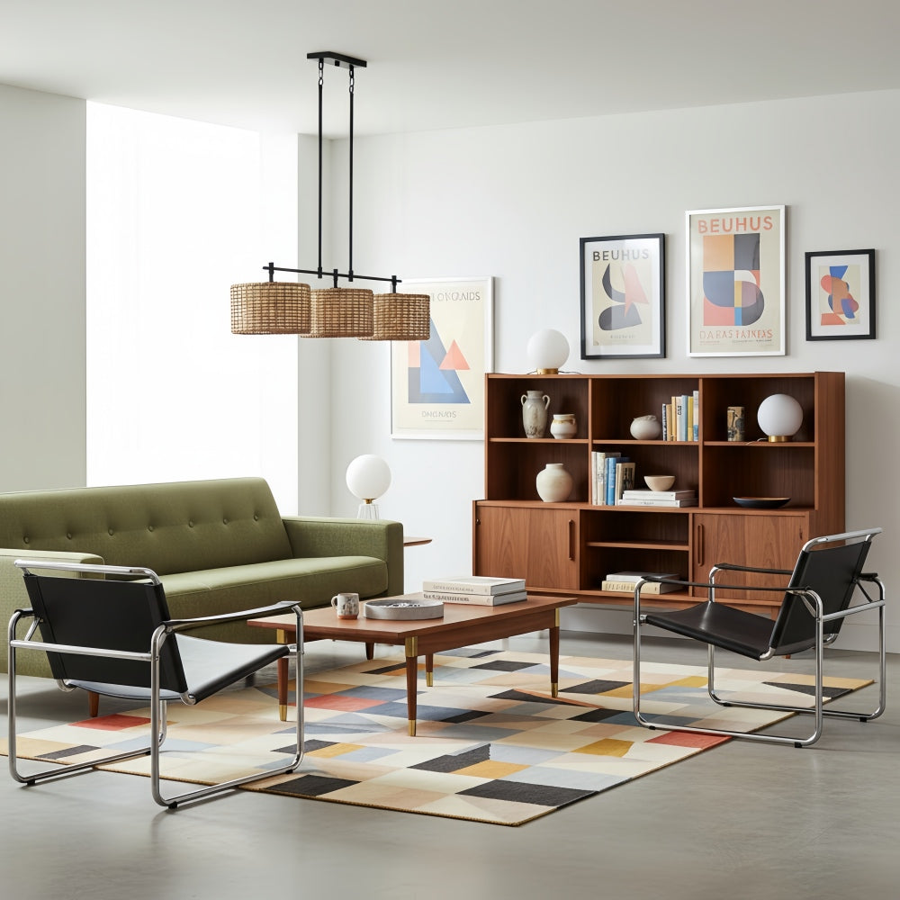 Lámpara colgante rústica Ravelo en forma de tambor con diseño escultórico de metal para comedores y salas de estar