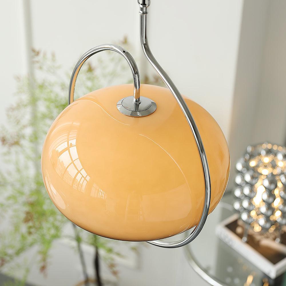 Rounded Glass Chrome Swag Pendant Light