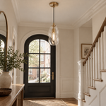 Load image into Gallery viewer, Hand-Blown Glass Globe Pendant with two shade heights and a rounded shade - New2609-1024546 interior scene