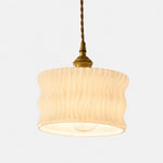 Cargar imagen en el visor de la Galería, Frosted white ripple glass ceiling pendant with warm bulb