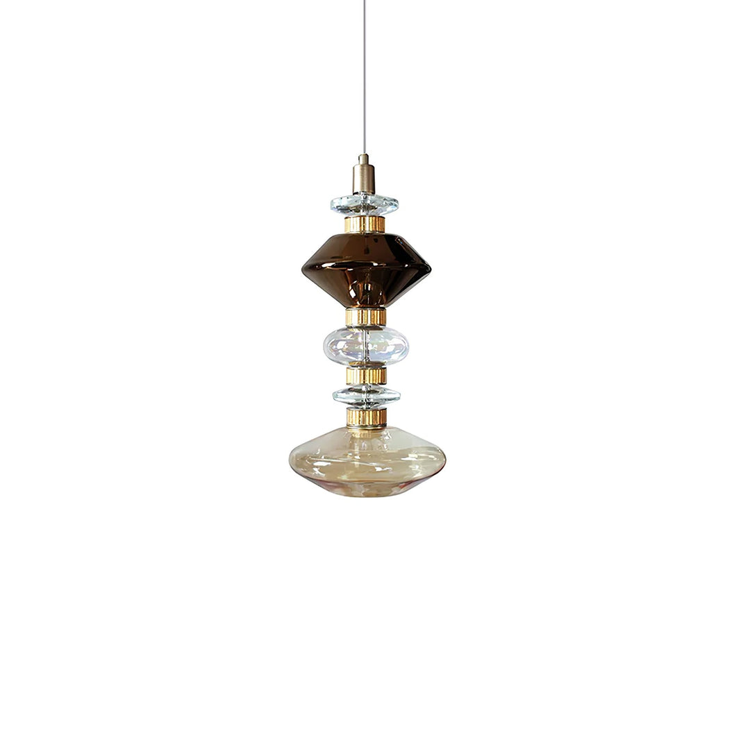 Suspension contemporaine - Fer, métal, verre, or, marron, résistante à l'humidité
