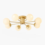 Load image into Gallery viewer, Gold brass and glass ceiling light with 8 heads