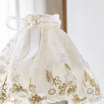Cargar imagen en el visor de la Galería, Embroidered lace lampshade with bow and floral stitching detail
