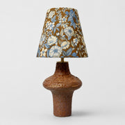 Vintage ceramic table lamp with blue floral fabric shade