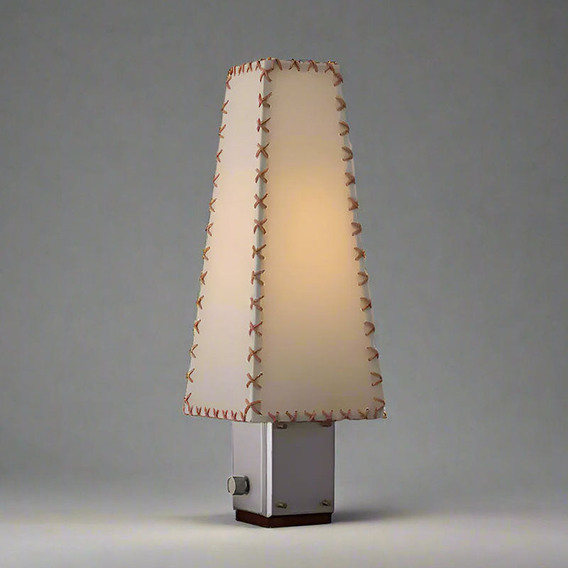 Lampe de table géométrique moderne en métal – Abat-jour en parchemin pour éclairage de table de nuit