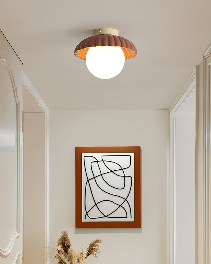 Plafonnier élégant de style Alien Cream en métal beige et verre