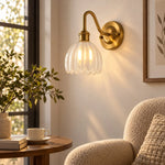 Bild in Gallery-Viewer laden, Vintage Brass Flower Glass Wall Lamp