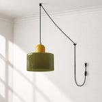 Bild in Gallery-Viewer laden, Mid‑Century Macaron Plug‑in Swag Pendant Light - Colorful Shade Hanging Lamp for Home Decor