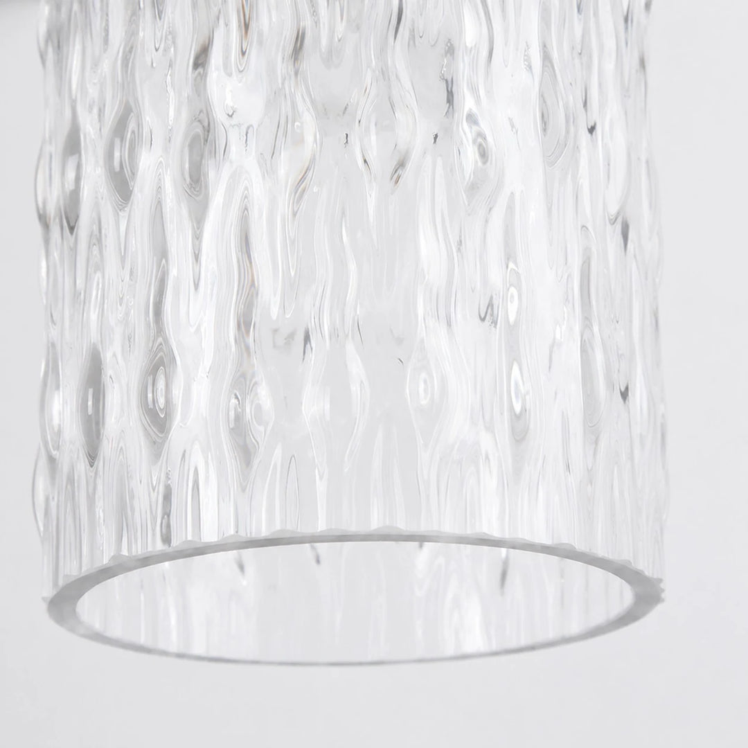 Close view of the ribbed clear glass shade texture