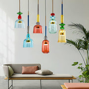 Hand Blown Glass Pendant Lamp - Colorful Candy Iron Mixed Color Indoor