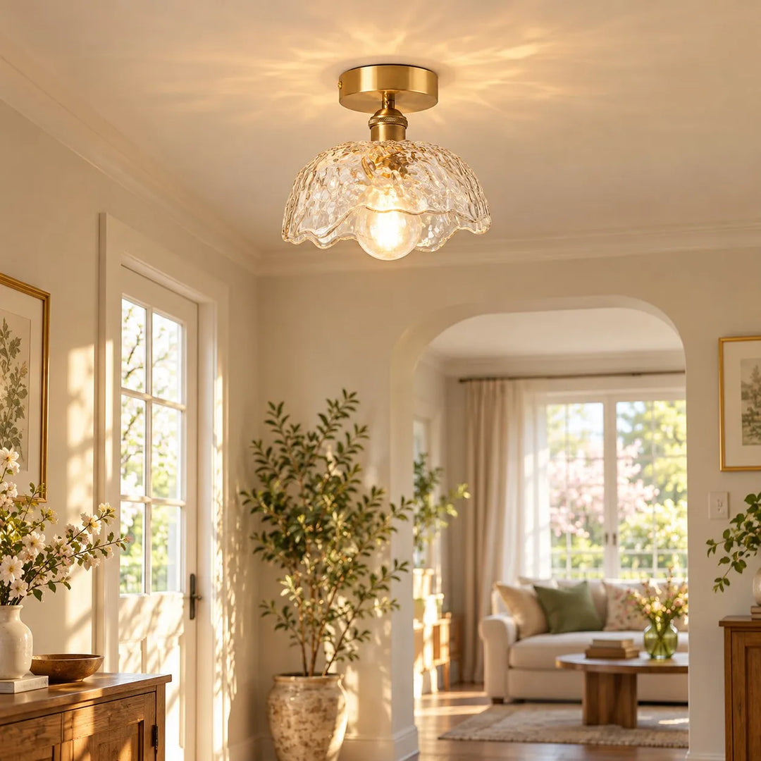 Nordic Rippled Textured Glass Ceiling Light
