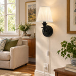 Bild in Gallery-Viewer laden, Rowan No-Wire Pleated Drum Shade Wall Sconce – Plug-In Fabric Wall Light
