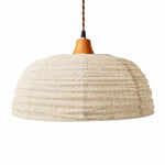 Load image into Gallery viewer, Handwoven hemp fabric dome pendant light on a white background
