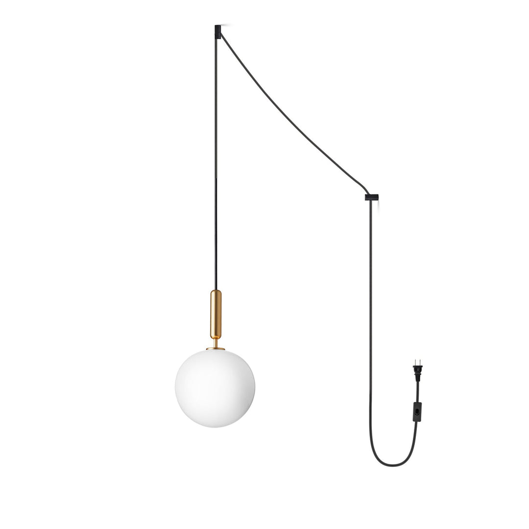 Spherical Brass Glass Plug-In Swag Pendant