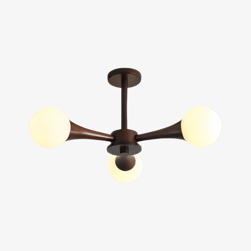 Novalune Multi-Light Glass Globe Chandelier with Wood Frame - Japanese Zen Style for Living Room