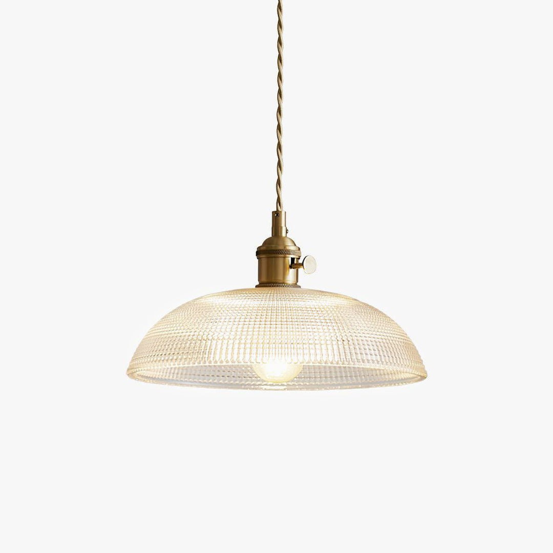 Polished Brass Domed Glass Plug-In Pendant