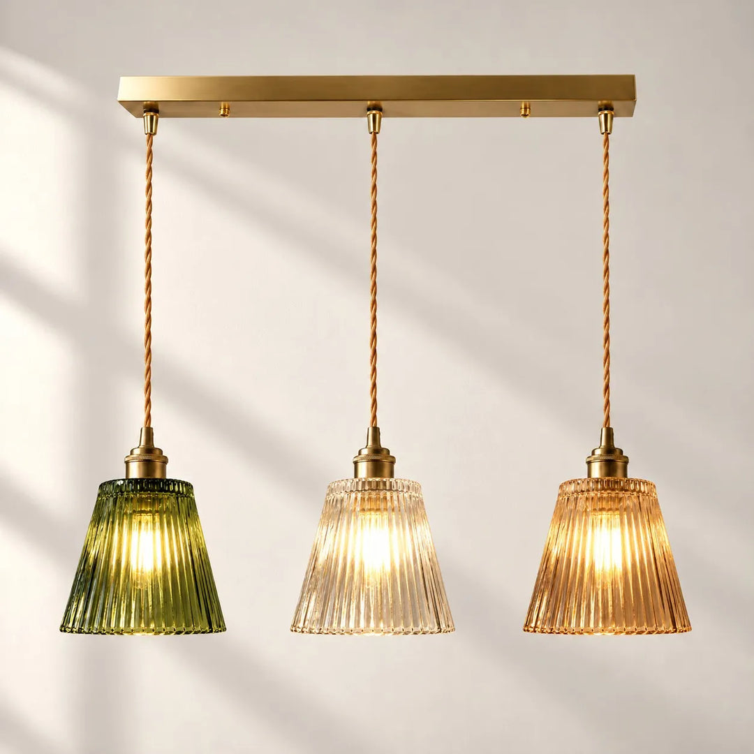 Nordic Brass Colored Glass Pendant Lamp