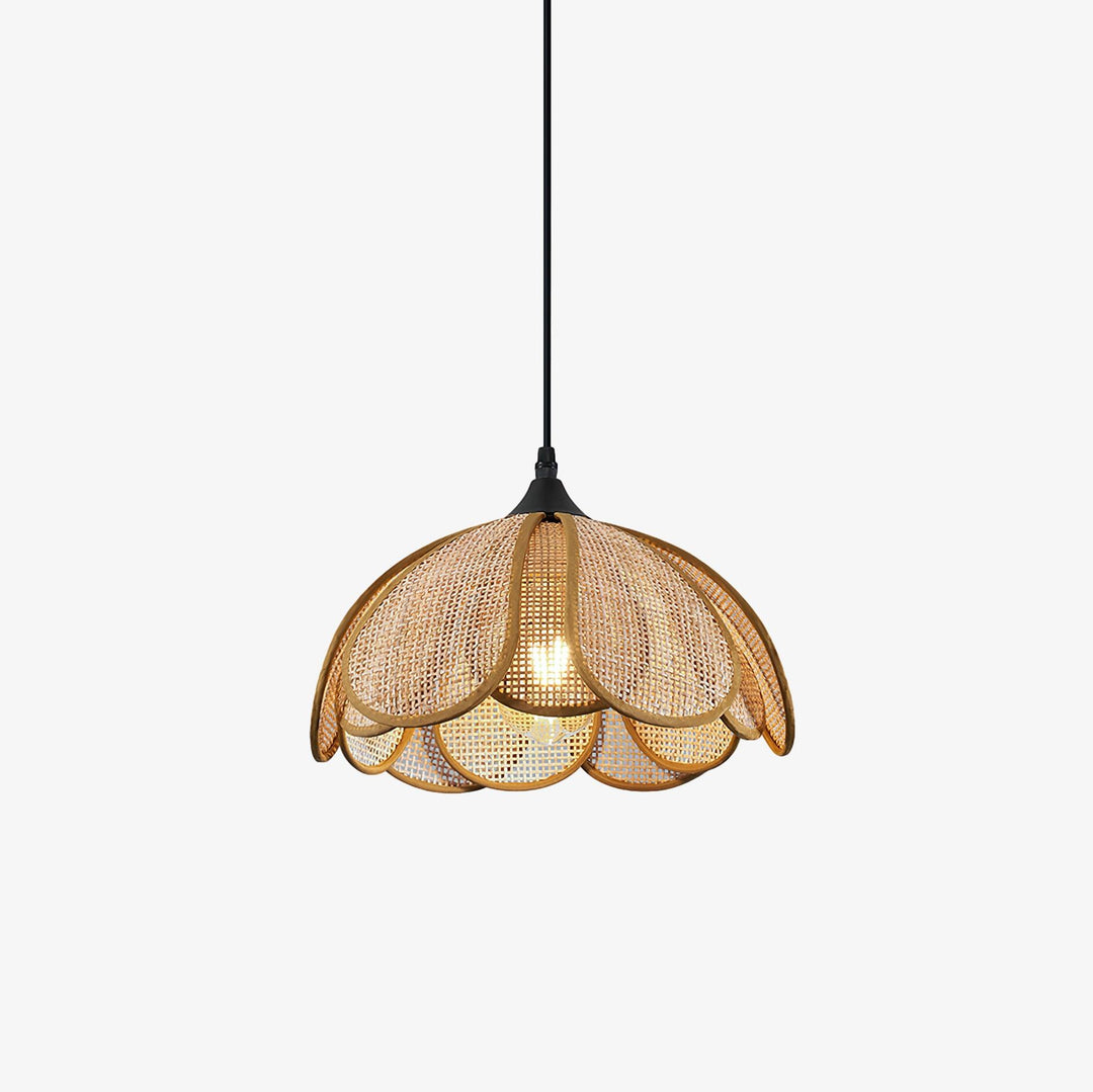 Layered Rattan Petal Plug-In Swag Pendant