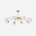 Bild in Gallery-Viewer laden, Modern milk glass chandelier with 8 lights in Gold