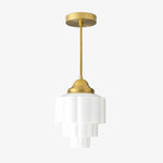 Charger l&#39;image dans la visionneuse de galerie, Geotower Glass Art Deco Pendant Light – Modern Industrial Ceiling Fixture for Living Room &amp; Bedroom
