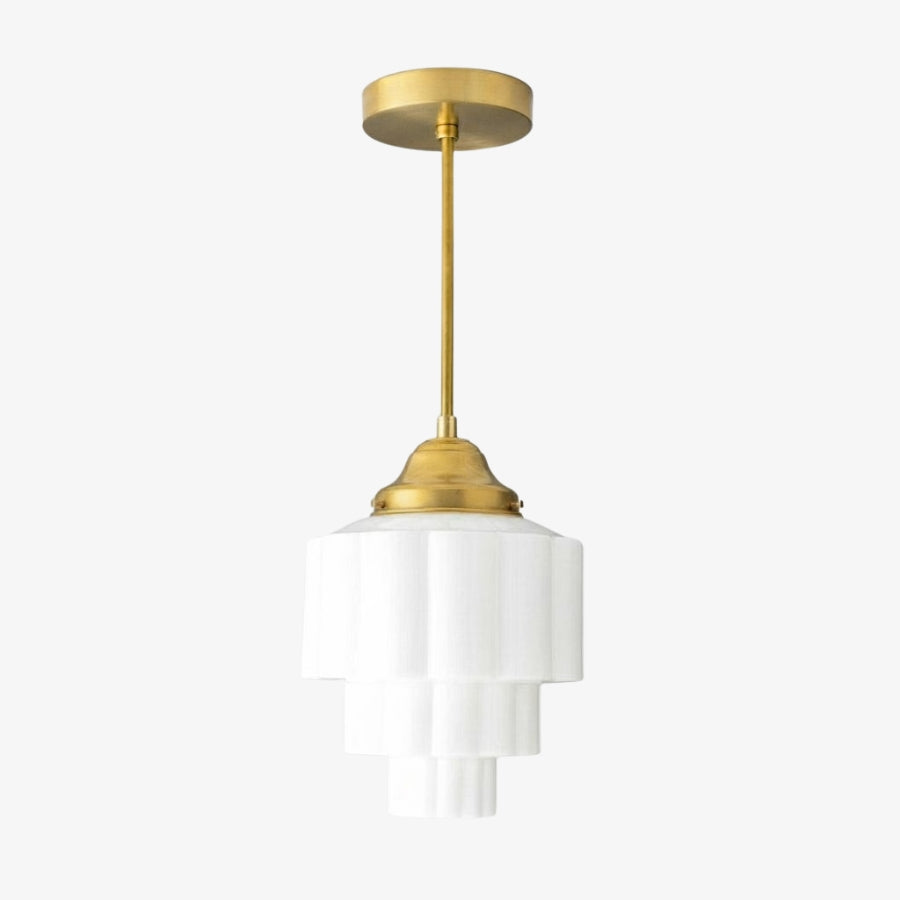 Geotower Glass Art Deco Pendant Light – Modern Industrial Ceiling Fixture for Living Room & Bedroom